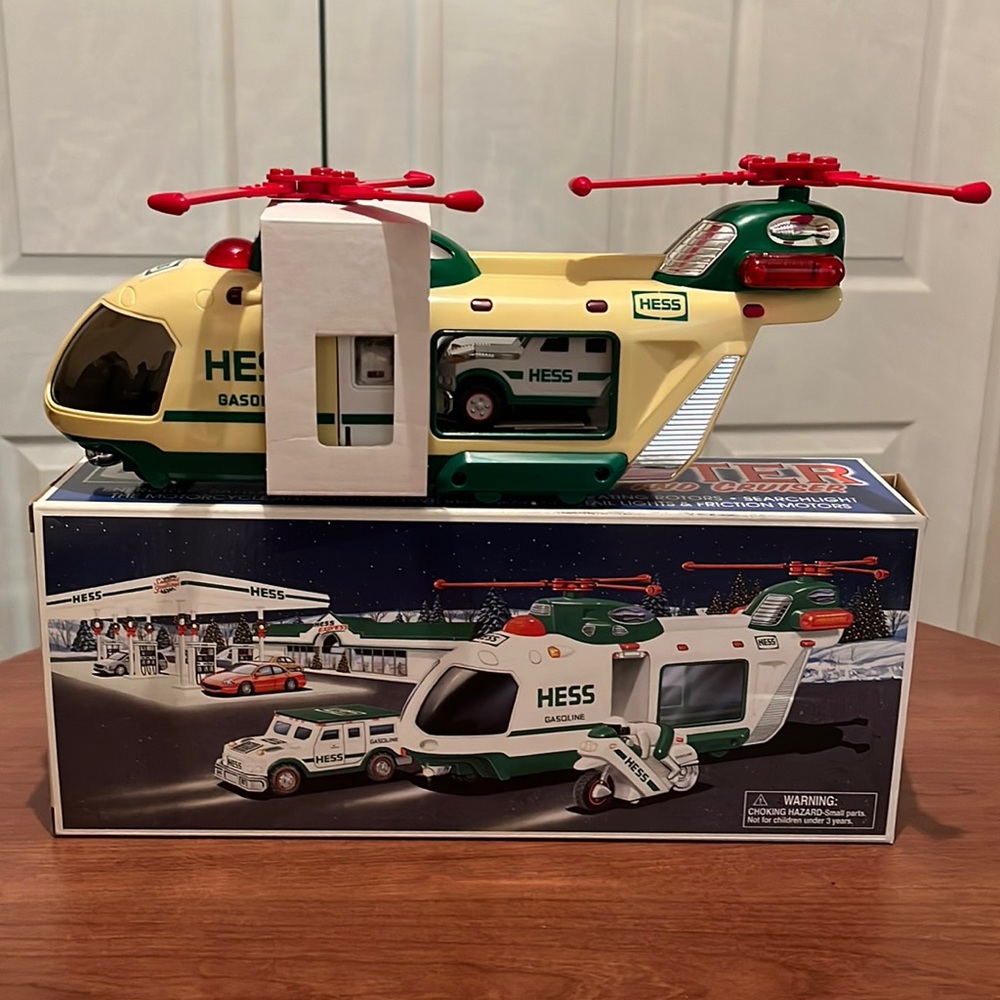 2001 Hess Helicopter with Motorcycle and Cruiser